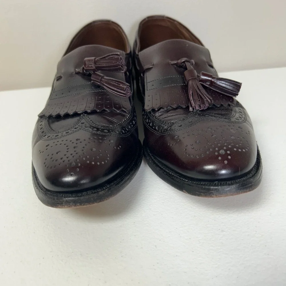 Allen Edmonds Arlington Loafers Mens 9 B Burgundy Wingtip Tassel‎ Kiltie 88411